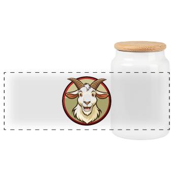 Chèvre Coloré Kawaii Dessin Animé Personnage Clipart Animal de compagnie - Boîte à biscuits avec couvercle en bois - blanc - Devant