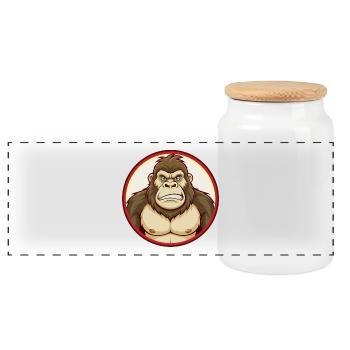 Gorille coloré Kawaii Dessin animé Personnage Clipart - Boîte à biscuits avec couvercle en bois - blanc - Devant