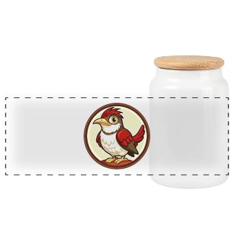 Kuckucksvogel Bunte Kawaii Cartoon Figur Haustier - Panorama Keksdose mit Holzdeckel - Weiß - Vorne