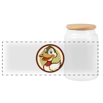 Canard Coloré Kawaii Dessin Animé Personnage Clipart Animal de compagnie - Boîte à biscuits avec couvercle en bois - blanc - Devant