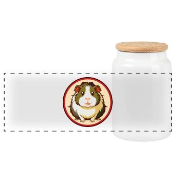 Meerschweinchen Bunte Kawaii Cartoon Figur Haustier - Panorama Keksdose mit Holzdeckel - Weiß - Vorne