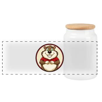 Murmeltier Bunte Kawaii Cartoon Figur Haustier - Panorama Keksdose mit Holzdeckel - Weiß - Vorne