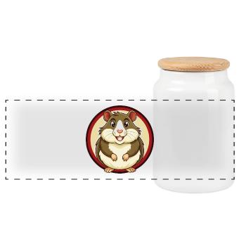 Hamster coloré Kawaii dessin animé Personnage Clipart - Boîte à biscuits avec couvercle en bois - blanc - Devant