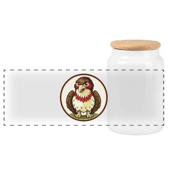 faucon coloré kawaii dessin animé personnage clipart animal de compagnie - Boîte à biscuits avec couvercle en bois - blanc - Devant