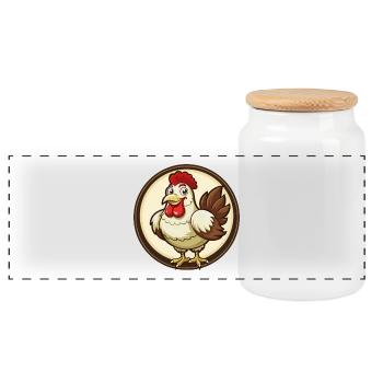 Poule coloré Kawaii dessin animé personnage Clipart Animal de compagnie - Boîte à biscuits avec couvercle en bois - blanc - Devant