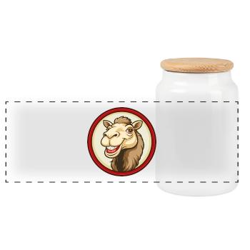 Kamel Bunte Kawaii Cartoon Figur Clipart - Panorama Keksdose mit Holzdeckel - Weiß - Vorne