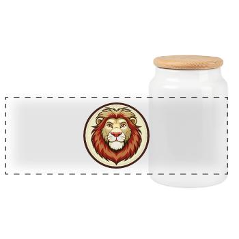 Lion coloré Kawaii Dessin animé Personnage Clipart Animal de compagnie - Boîte à biscuits avec couvercle en bois - blanc - Devant