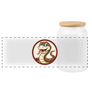serpent coloré kawaii dessin animé personnage clipart - Boîte à biscuits avec couvercle en bois - blanc - Devant