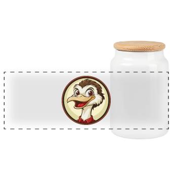 autruche coloré kawaii personnage de dessin animé clipart - Boîte à biscuits avec couvercle en bois - blanc - Devant