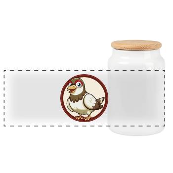 Pigeon Colorful Kawaii Cartoon Character Clipart - Panoramic Cookie Jar with Wooden Lid - white - Front