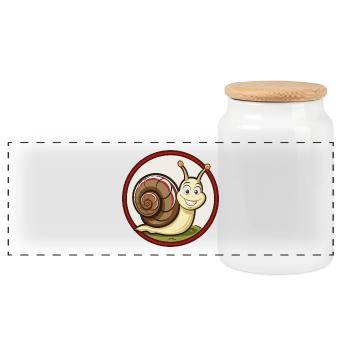 Snail Colorful Kawaii Cartoon Character Clipart - Panoramic Cookie Jar with Wooden Lid - white - Front