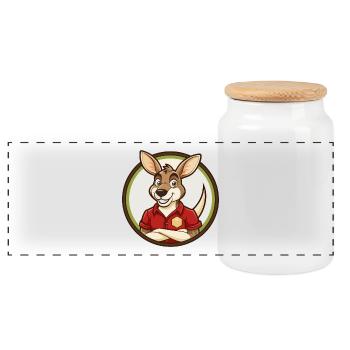 Kangaroo Colorful Kawaii Cartoon Character Clipart - Panoramic Cookie Jar with Wooden Lid - white - Front