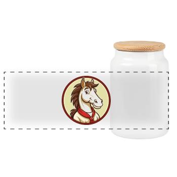 Pferd Bunte Kawaii Cartoon Charakter Clipart - Panorama Keksdose mit Holzdeckel - Weiß - Vorne