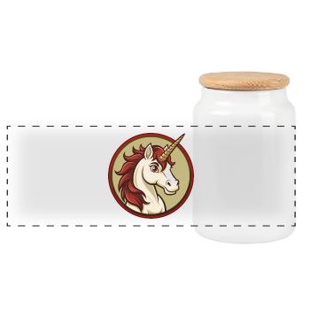 Licorne coloré Kawaii Dessin animé Personnage Clipart - Boîte à biscuits avec couvercle en bois - blanc - Devant