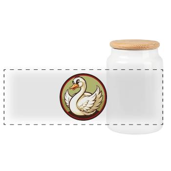 cygne coloré kawaii dessin animé personnage clipart animal de compagnie - Boîte à biscuits avec couvercle en bois - blanc - Devant