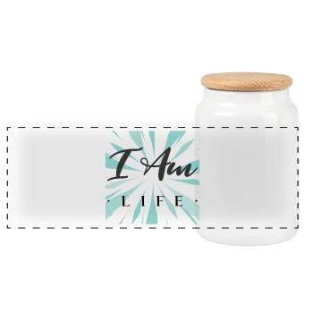 I am life - Panoramic Cookie Jar with Wooden Lid - white - Front
