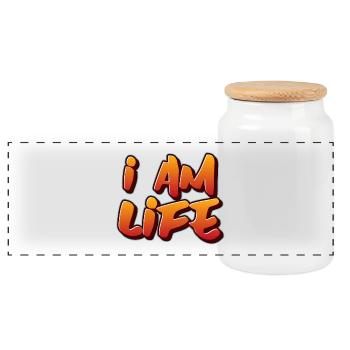I am life zen attitude - Boîte à biscuits avec couvercle en bois - blanc - Devant