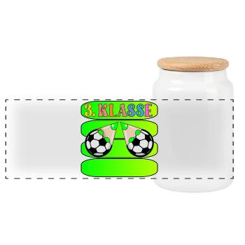 Grundschule 3. Klasse Fußball - Panorama Keksdose mit Holzdeckel - Weiß - Vorne