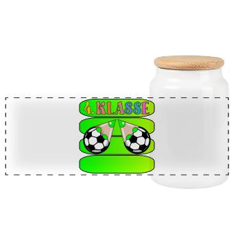 Grundschule 4. Klasse Fußball - Panorama Keksdose mit Holzdeckel - Weiß - Vorne