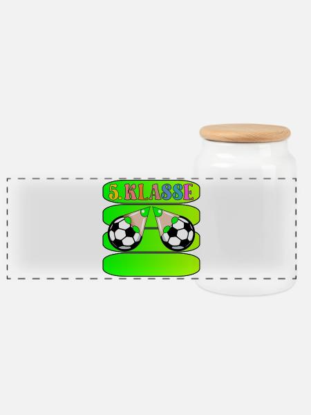 5. Klasse Fußball NAME - Panorama Keksdose mit Holzdeckel - Weiß