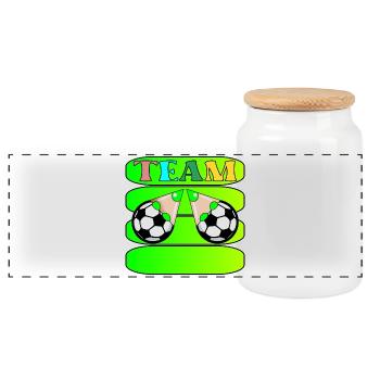 TEAM FOOTBALL TEAM NAME - Panoramic Cookie Jar with Wooden Lid - white - Front