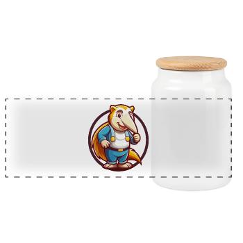 Anteater Funny Kawaii Cartoon Clipart Animal Pet - Panoramic Cookie Jar with Wooden Lid - white - Front
