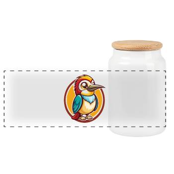 Mangeur d’abeilles Drôle Kawaii Dessin animé Clipart Animal Animal - Boîte à biscuits avec couvercle en bois - blanc - Devant