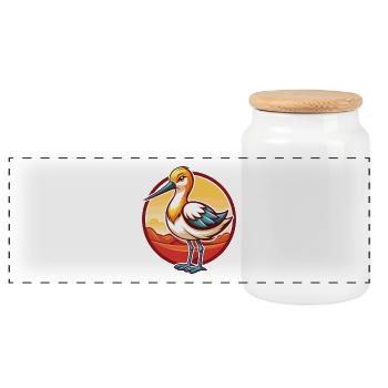 Avocet Lustige Kawaii Cartoon Clipart Tier Haustier - Panorama Keksdose mit Holzdeckel - Weiß - Vorne