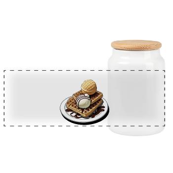 Waffeln Waffelliebhaber lustiges Waffel Geschenk - Panorama Keksdose mit Holzdeckel - Weiß - Vorne