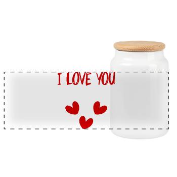 VALENTINE'S DAY. Bachelorette party. I LOVE YOU. I LOVE YOU. LOVE - Panoramic Cookie Jar with Wooden Lid - white - Front