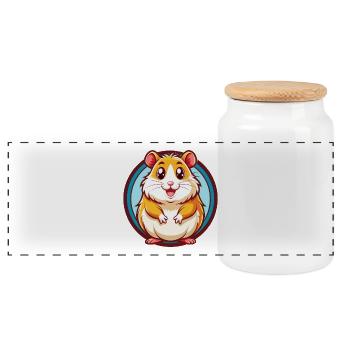 Hamster Drôle Kawaii Dessin animé Clipart Animal de compagnie - Boîte à biscuits avec couvercle en bois - blanc - Devant