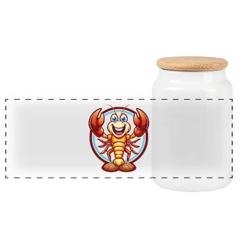 homard drôle kawaii dessin animé clipart animal de compagnie - Boîte à biscuits avec couvercle en bois - blanc - Devant