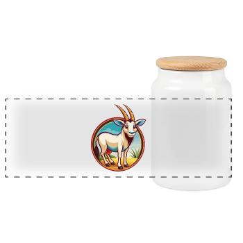 Oryx mignon drôle Kawaii dessin animé Clipart animal de compagnie - Boîte à biscuits avec couvercle en bois - blanc - Devant