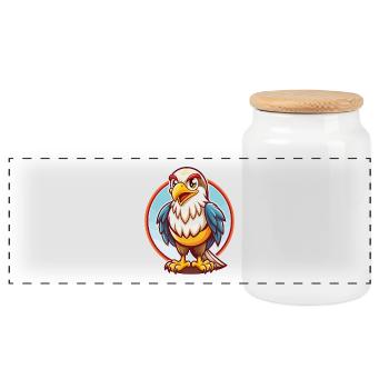 faucon mignon drôle kawaii dessin animé clipart animal de compagnie - Boîte à biscuits avec couvercle en bois - blanc - Devant