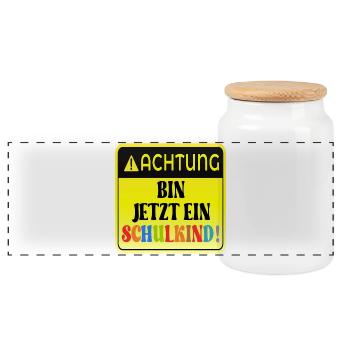 EINSCHULUNG SCHULKIND GRUNDSCHULE - Panorama Keksdose mit Holzdeckel - Weiß - Vorne