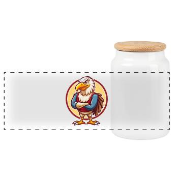 vautour drôle kawaii dessin animé clipart animal de compagnie - Boîte à biscuits avec couvercle en bois - blanc - Devant