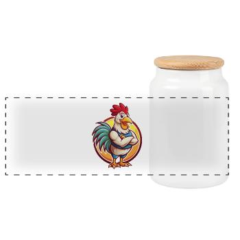 Coq Drôle Kawaii Dessin animé Clipart Animal Animal de compagnie - Boîte à biscuits avec couvercle en bois - blanc - Devant