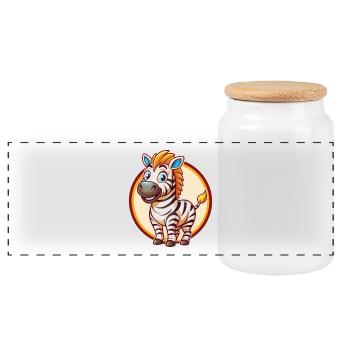 Zebra Niedlich Lustig Kawaii Cartoon Clipart Tier Haustier - Panorama Keksdose mit Holzdeckel - Weiß - Vorne