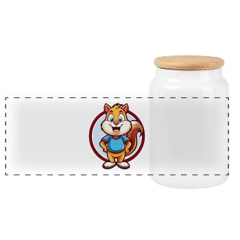 écureuil drôle kawaii dessin animé clipart animal de compagnie - Boîte à biscuits avec couvercle en bois - blanc - Devant