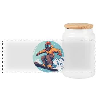 Snowboarding Graphics - Panoramic Cookie Jar with Wooden Lid - white - Front
