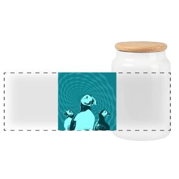 Puffin Gang - Panoramic Cookie Jar with Wooden Lid - white - Front
