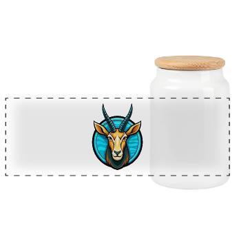 Oryx coloré Kawaii dessin animé personnage Clipart Animal de compagnie - Boîte à biscuits avec couvercle en bois - blanc - Devant