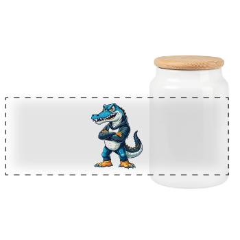 Crocodile Cool Kawaii Dessin animé Personnage Clipart - Boîte à biscuits avec couvercle en bois - blanc - Devant