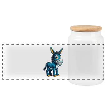 âne cool kawaii dessin animé personnage clipart - Boîte à biscuits avec couvercle en bois - blanc - Devant