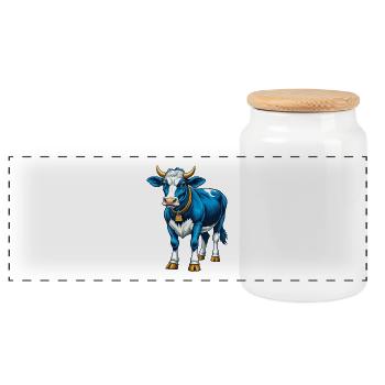 vache cool kawaii personnage de dessin animé clipart - Boîte à biscuits avec couvercle en bois - blanc - Devant