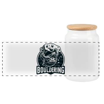 Bouldern Schildkröte Klettern Geschenk - Panorama Keksdose mit Holzdeckel - Weiß - Vorne