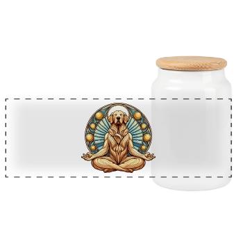 Golden Retriever Méditation Méditation Cadeau - Boîte à biscuits avec couvercle en bois - blanc - Devant