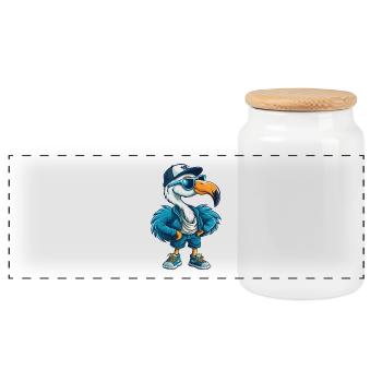 flamant rose cool personnage de dessin animé Kawaii Clipart - Boîte à biscuits avec couvercle en bois - blanc - Devant