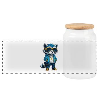 raton laveur Cool Dessin animé Personnage Kawaii Clipart - Boîte à biscuits avec couvercle en bois - blanc - Devant