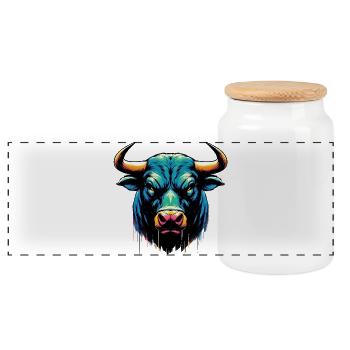 Taureau - Boîte à biscuits avec couvercle en bois - blanc - Devant